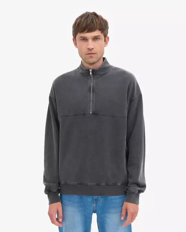 Colorful Standard Organic Quarter Zip Faded Black Pullover